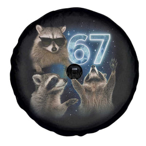 Funny 67 Raccoon Meme Spare Tire Cover Howling at The Moon Funny Six Seven Weird Cursed TS10 Print Your Wear