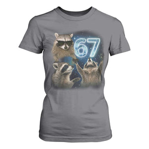Funny 67 Raccoon Meme T Shirt For Women Howling at The Moon Funny Six Seven Weird Cursed TS10 Charcoal Print Your Wear
