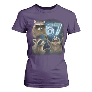 Funny 67 Raccoon Meme T Shirt For Women Howling at The Moon Funny Six Seven Weird Cursed TS10 Purple Print Your Wear