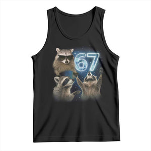 Funny 67 Raccoon Meme Tank Top Howling at The Moon Funny Six Seven Weird Cursed TS10 Black Print Your Wear