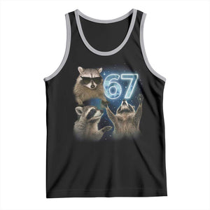Funny 67 Raccoon Meme Tank Top Howling at The Moon Funny Six Seven Weird Cursed TS10 Black Athletic Heather Print Your Wear