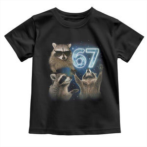Funny 67 Raccoon Meme Toddler T Shirt Howling at The Moon Funny Six Seven Weird Cursed TS10 Black Print Your Wear