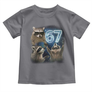 Funny 67 Raccoon Meme Toddler T Shirt Howling at The Moon Funny Six Seven Weird Cursed TS10 Charcoal Print Your Wear