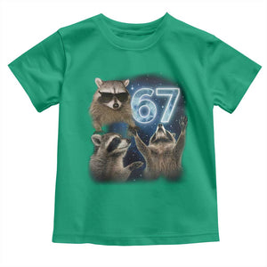 Funny 67 Raccoon Meme Toddler T Shirt Howling at The Moon Funny Six Seven Weird Cursed TS10 Irish Green Print Your Wear