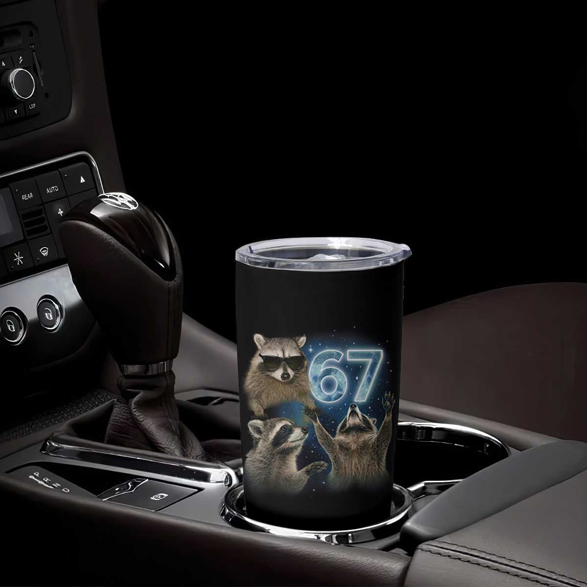 Funny 67 Raccoon Meme Tumbler Cup Howling at The Moon Funny Six Seven Weird Cursed TS10 Print Your Wear