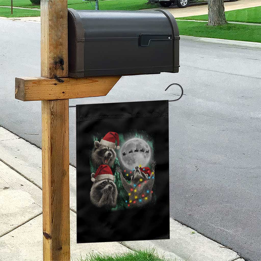 3 Raccoons Howling At Moon Christmas Garden Flag Funny Weird Cursed Meme TS10 Print Your Wear