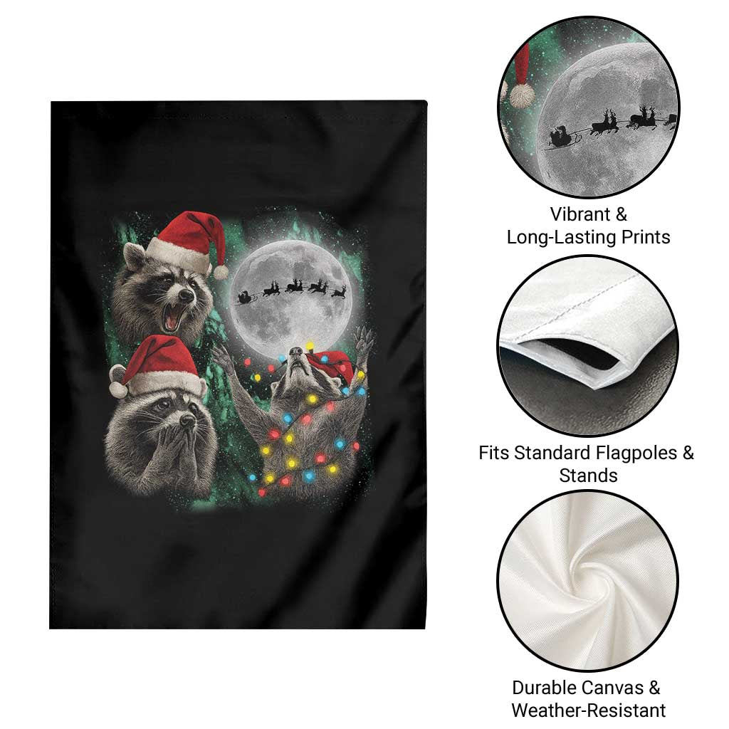 3 Raccoons Howling At Moon Christmas Garden Flag Funny Weird Cursed Meme TS10 Print Your Wear