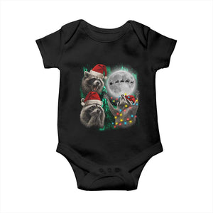 3 Raccoons Howling At Moon Christmas Baby Onesie Funny Weird Cursed Meme TS10 Black Print Your Wear