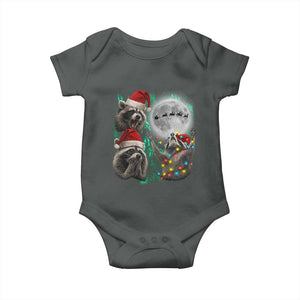 3 Raccoons Howling At Moon Christmas Baby Onesie Funny Weird Cursed Meme TS10 Dark Heather Print Your Wear
