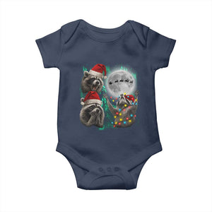 3 Raccoons Howling At Moon Christmas Baby Onesie Funny Weird Cursed Meme TS10 Navy Print Your Wear
