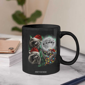 3 Raccoons Howling At Moon Christmas Coffee Mug Funny Weird Cursed Meme TS10 Print Your Wear