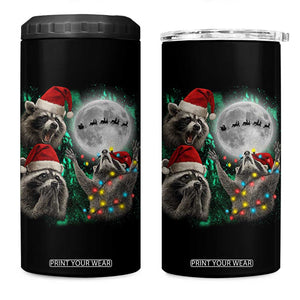 3 Raccoons Howling At Moon Christmas 4 in 1 Can Cooler Tumbler Funny Weird Cursed Meme TS10 One Size: 16 oz Black Print Your Wear