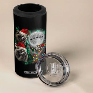 3 Raccoons Howling At Moon Christmas 4 in 1 Can Cooler Tumbler Funny Weird Cursed Meme TS10 Print Your Wear