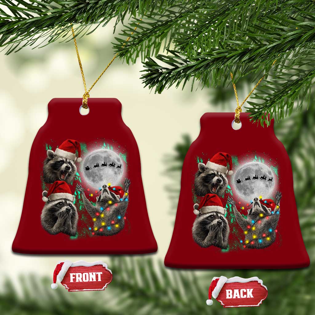 3 Raccoons Howling At Moon Christmas Ceramic Ornament Funny Weird Cursed Meme TS10 Print Your Wear