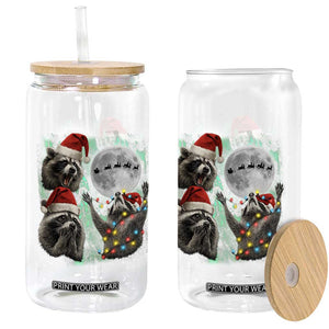 3 Raccoons Howling At Moon Christmas Glass Can Funny Weird Cursed Meme TS10 Print Your Wear