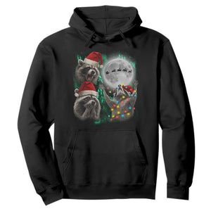 3 Raccoons Howling At Moon Christmas Hoodie Funny Weird Cursed Meme TS10 Black Print Your Wear