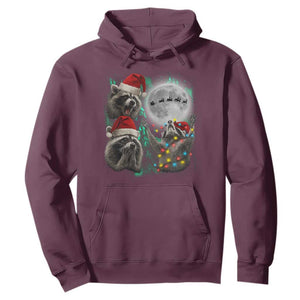 3 Raccoons Howling At Moon Christmas Hoodie Funny Weird Cursed Meme TS10 Maroon Print Your Wear