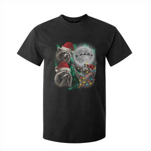 3 Raccoons Howling At Moon Christmas T Shirt For Kid Funny Weird Cursed Meme TS10 Black Print Your Wear