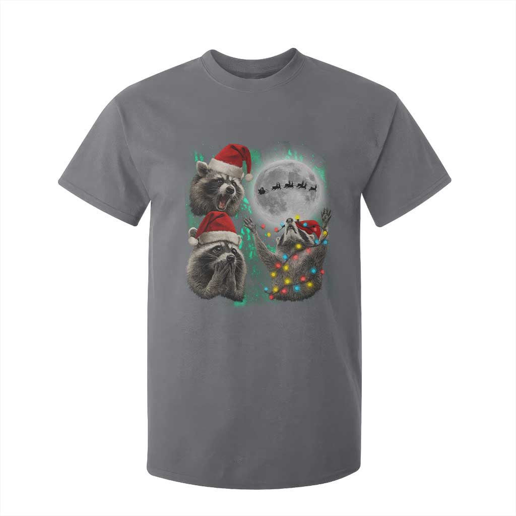 3 Raccoons Howling At Moon Christmas T Shirt For Kid Funny Weird Cursed Meme TS10 Charcoal Print Your Wear