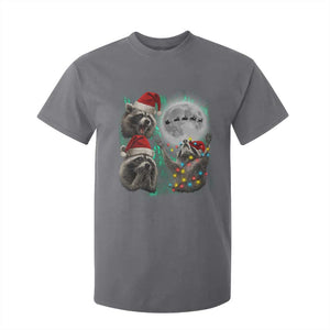 3 Raccoons Howling At Moon Christmas T Shirt For Kid Funny Weird Cursed Meme TS10 Charcoal Print Your Wear