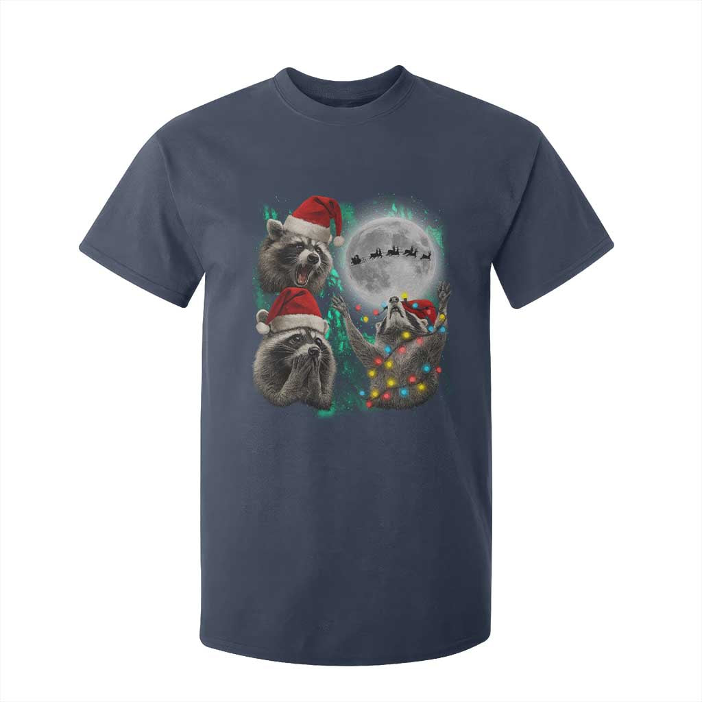 3 Raccoons Howling At Moon Christmas T Shirt For Kid Funny Weird Cursed Meme TS10 Navy Print Your Wear
