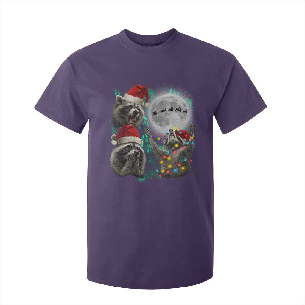 3 Raccoons Howling At Moon Christmas T Shirt For Kid Funny Weird Cursed Meme TS10 Purple Print Your Wear