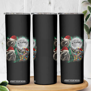 3 Raccoons Howling At Moon Christmas Skinny Tumbler Funny Weird Cursed Meme TS10 Print Your Wear