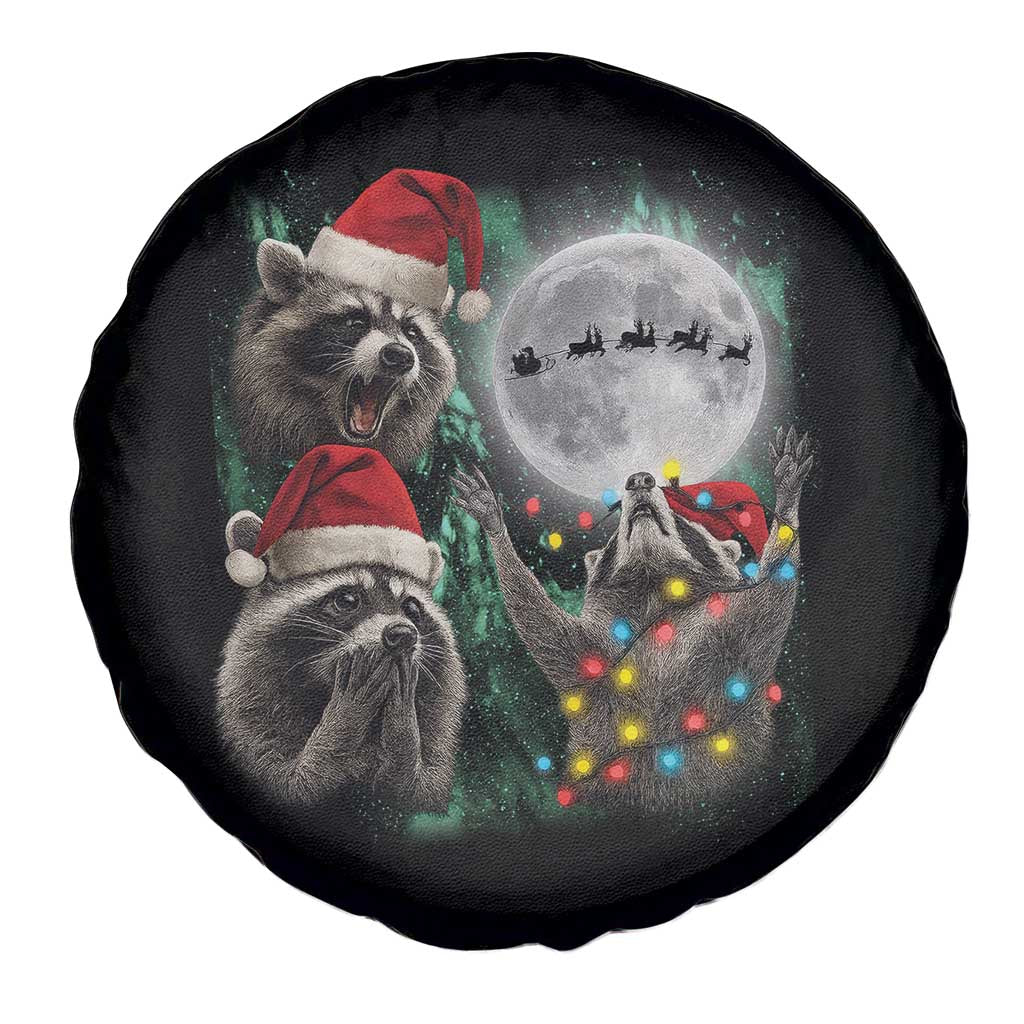 3 Raccoons Howling At Moon Christmas Spare Tire Cover Funny Weird Cursed Meme TS10 Print Your Wear
