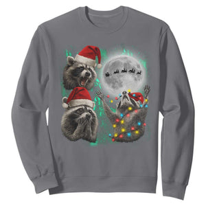 3 Raccoons Howling At Moon Christmas Sweatshirt Funny Weird Cursed Meme TS10 Charcoal Print Your Wear
