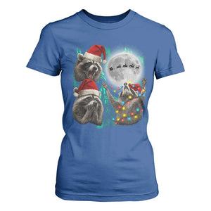 3 Raccoons Howling At Moon Christmas T Shirt For Women Funny Weird Cursed Meme TS10 Royal Blue Print Your Wear