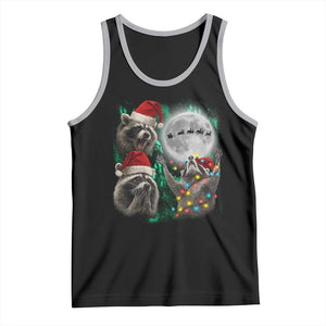 3 Raccoons Howling At Moon Christmas Tank Top Funny Weird Cursed Meme TS10 Black Athletic Heather Print Your Wear