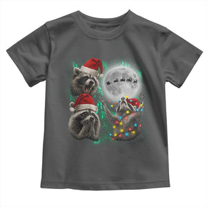 3 Raccoons Howling At Moon Christmas Toddler T Shirt Funny Weird Cursed Meme TS10 Dark Heather Print Your Wear