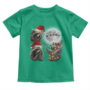 3 Raccoons Howling At Moon Christmas Toddler T Shirt Funny Weird Cursed Meme TS10 Irish Green Print Your Wear