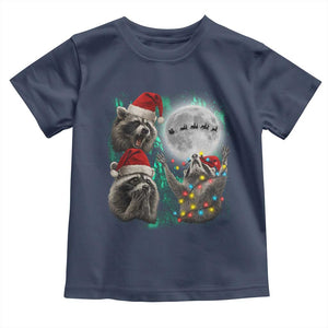 3 Raccoons Howling At Moon Christmas Toddler T Shirt Funny Weird Cursed Meme TS10 Navy Print Your Wear