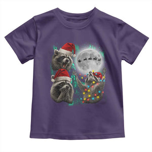 3 Raccoons Howling At Moon Christmas Toddler T Shirt Funny Weird Cursed Meme TS10 Purple Print Your Wear