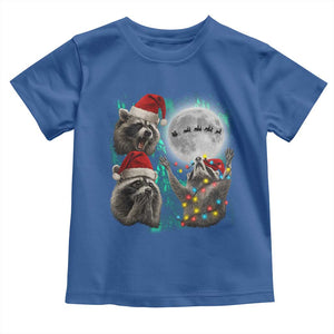 3 Raccoons Howling At Moon Christmas Toddler T Shirt Funny Weird Cursed Meme TS10 Royal Blue Print Your Wear