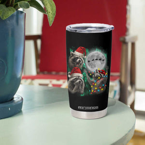 3 Raccoons Howling At Moon Christmas Tumbler Cup Funny Weird Cursed Meme TS10 Print Your Wear