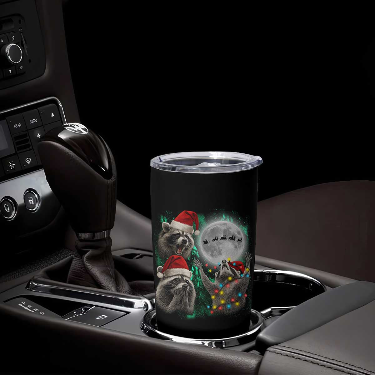 3 Raccoons Howling At Moon Christmas Tumbler Cup Funny Weird Cursed Meme TS10 Print Your Wear