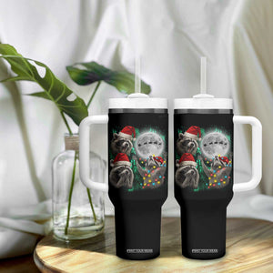 3 Raccoons Howling At Moon Christmas Tumbler With Handle Funny Weird Cursed Meme TS10 Print Your Wear