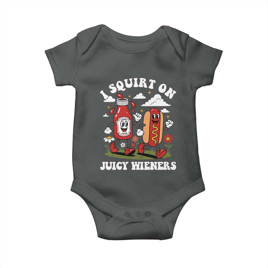 I Squirt On Juicy Wieners Baby Onesie Inappropriate Raunchy Humor TS10 Dark Heather Print Your Wear
