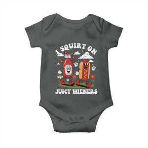 I Squirt On Juicy Wieners Baby Onesie Inappropriate Raunchy Humor TS10 Dark Heather Print Your Wear