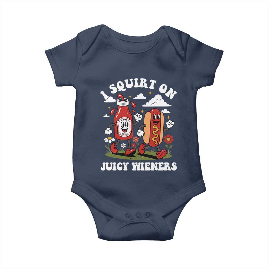 I Squirt On Juicy Wieners Baby Onesie Inappropriate Raunchy Humor TS10 Navy Print Your Wear