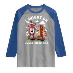 I Squirt On Juicy Wieners Raglan Shirt Inappropriate Raunchy Humor TS10 Sport Gray Royal Print Your Wear
