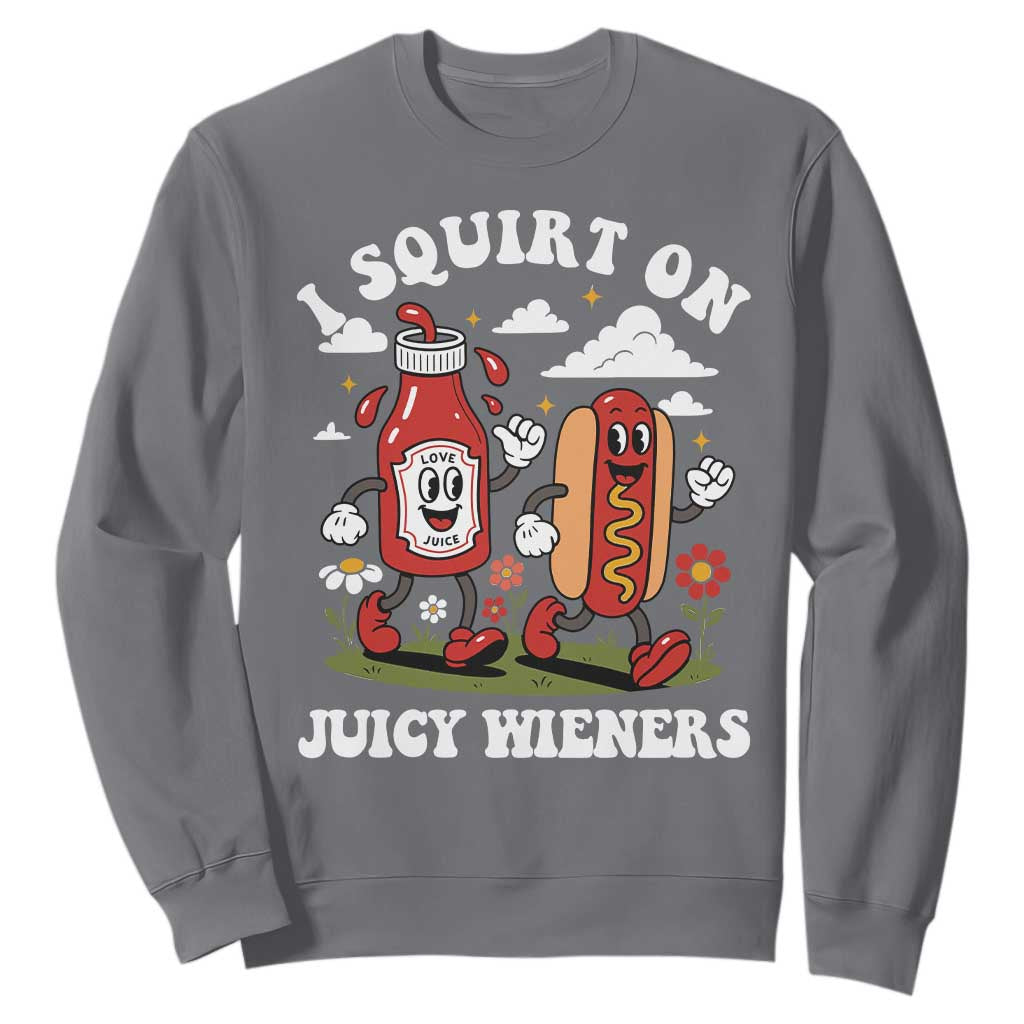 I Squirt On Juicy Wieners Sweatshirt Inappropriate Raunchy Humor TS10 Charcoal Print Your Wear