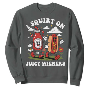 I Squirt On Juicy Wieners Sweatshirt Inappropriate Raunchy Humor TS10 Dark Heather Print Your Wear