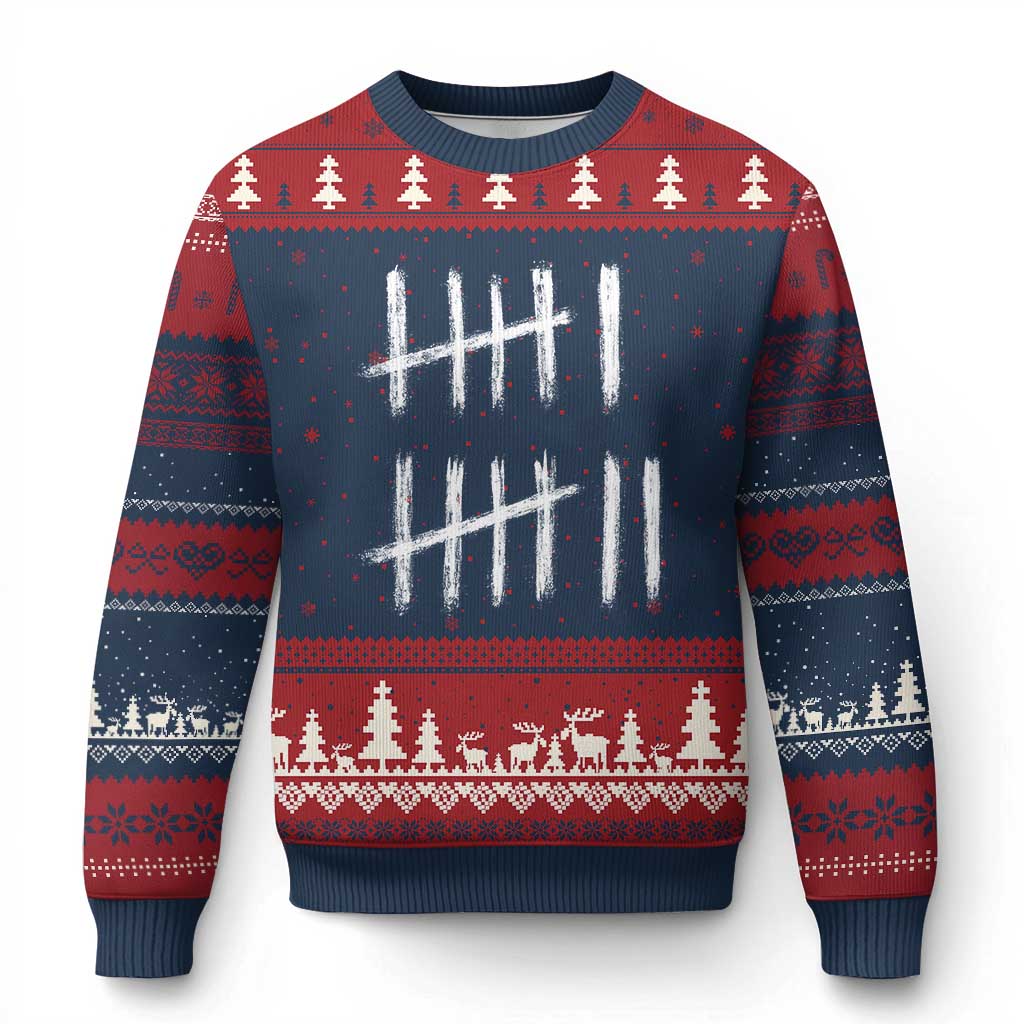 Funny Six Seven 67 Meme Ugly Christmas Sweater Tally Marks 6 7 Numbers Gen Alpha Slang TS10 Navy Red Print Your Wear