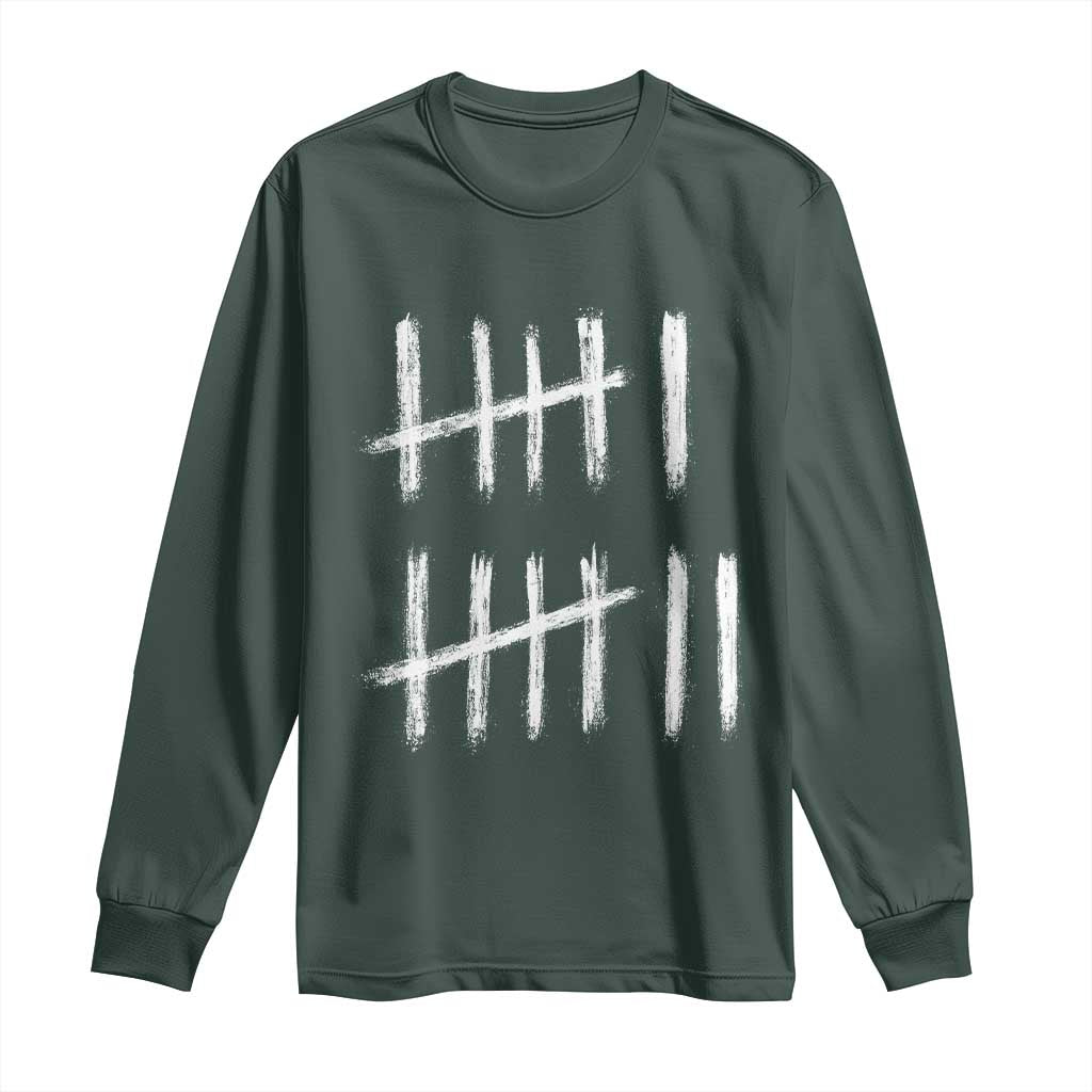 Funny Six Seven 67 Meme Long Sleeve Shirt Tally Marks 6 7 Numbers Gen Alpha Slang TS10 Dark Forest Green Print Your Wear