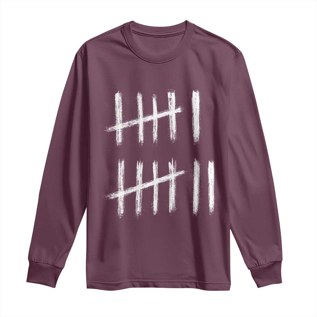 Funny Six Seven 67 Meme Long Sleeve Shirt Tally Marks 6 7 Numbers Gen Alpha Slang TS10 Maroon Print Your Wear