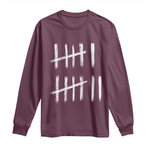 Funny Six Seven 67 Meme Long Sleeve Shirt Tally Marks 6 7 Numbers Gen Alpha Slang TS10 Maroon Print Your Wear