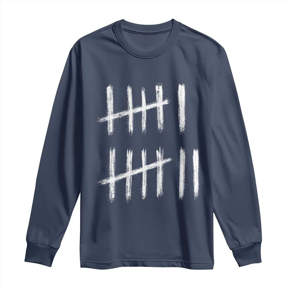 Funny Six Seven 67 Meme Long Sleeve Shirt Tally Marks 6 7 Numbers Gen Alpha Slang TS10 Navy Print Your Wear